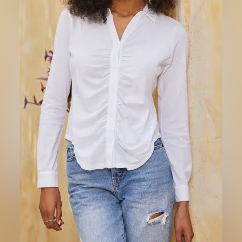 Bobi Button Front Shirred Placket Tee - NWT - Size XL